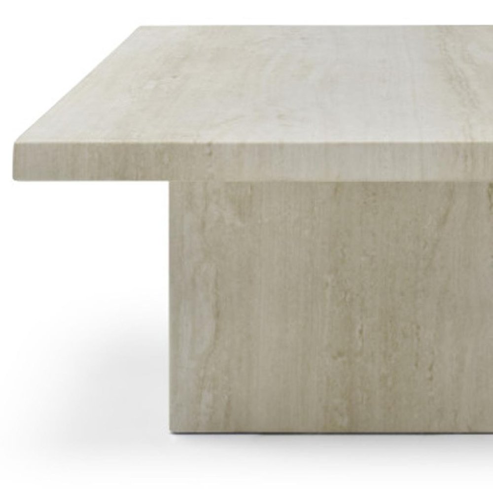 55" Beige Asymmetrical Pedestal Coffee Table