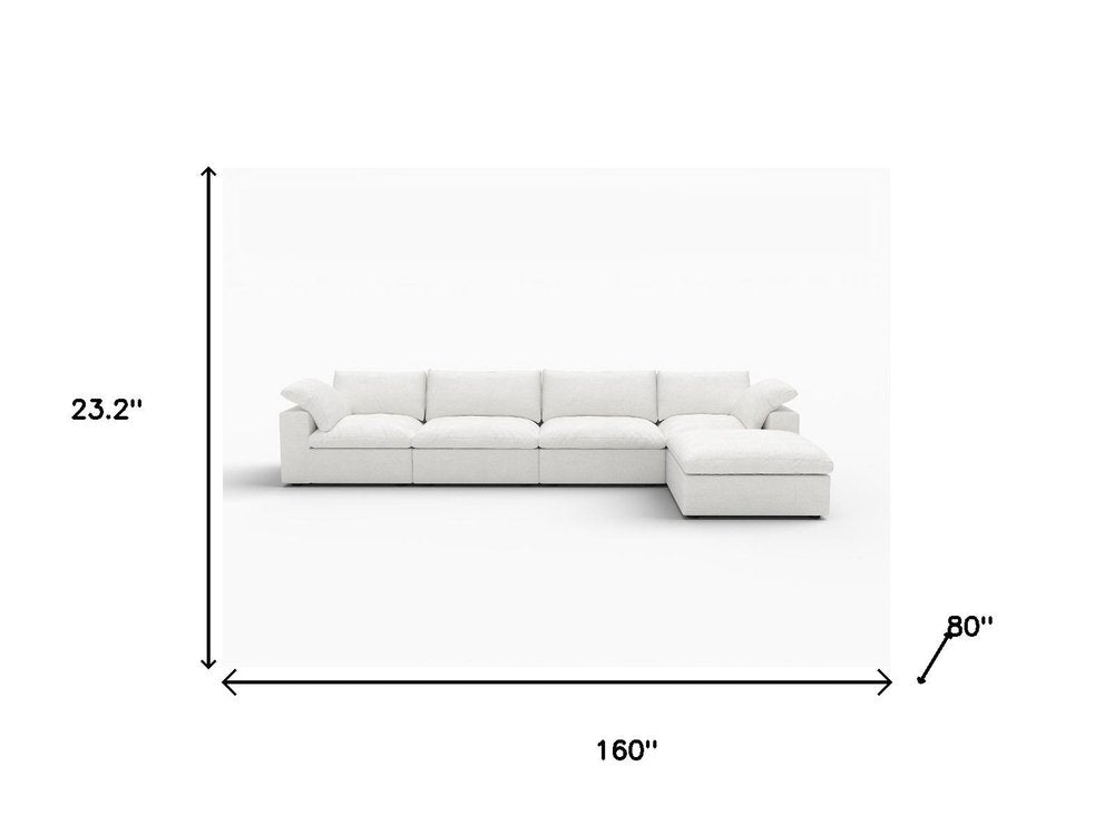 160" Linen Modular L-Sectional with Storage