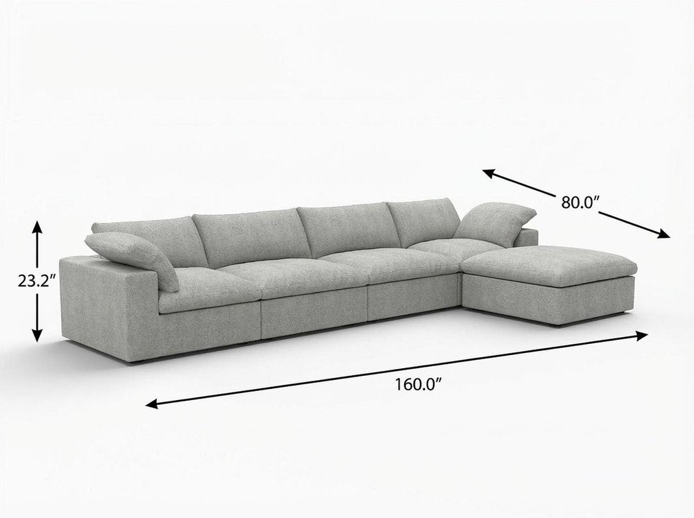 160" Linen Modular L-Sectional with Storage