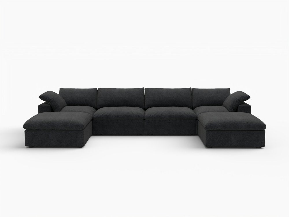 160" Linen Blend Modular U-Sectional Sofa