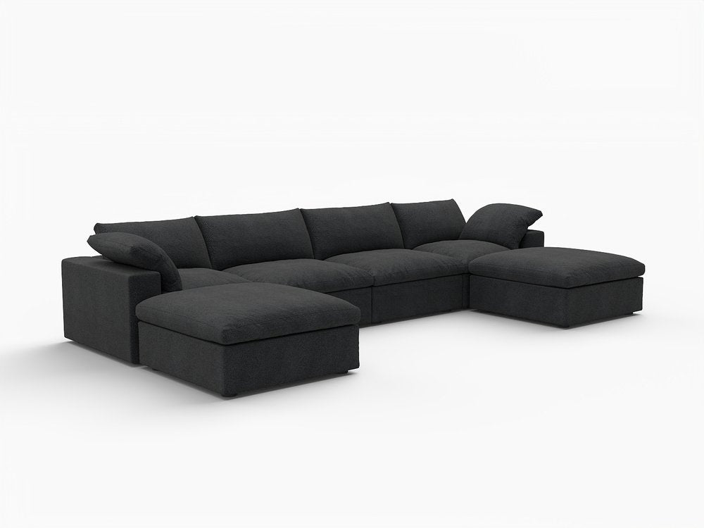 160" Linen Blend Modular U-Sectional Sofa