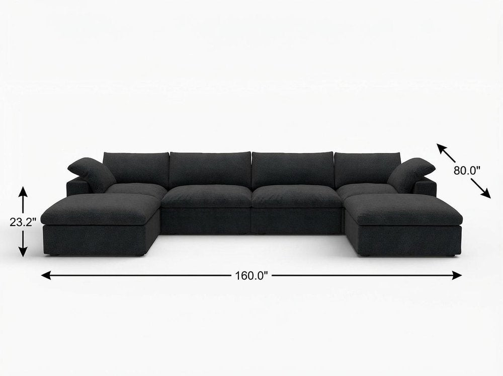 160" Linen Blend Modular U-Sectional Sofa
