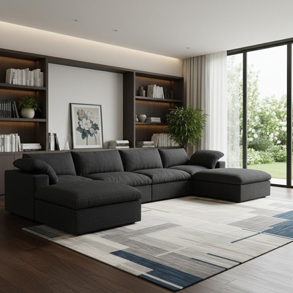 160" Linen Blend Modular U-Sectional Sofa