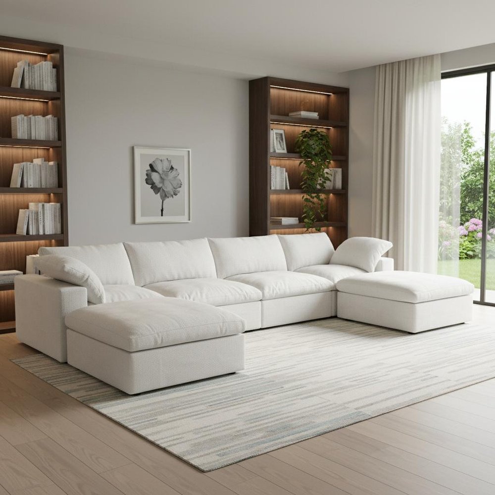 160" Linen Blend Modular U-Sectional Sofa