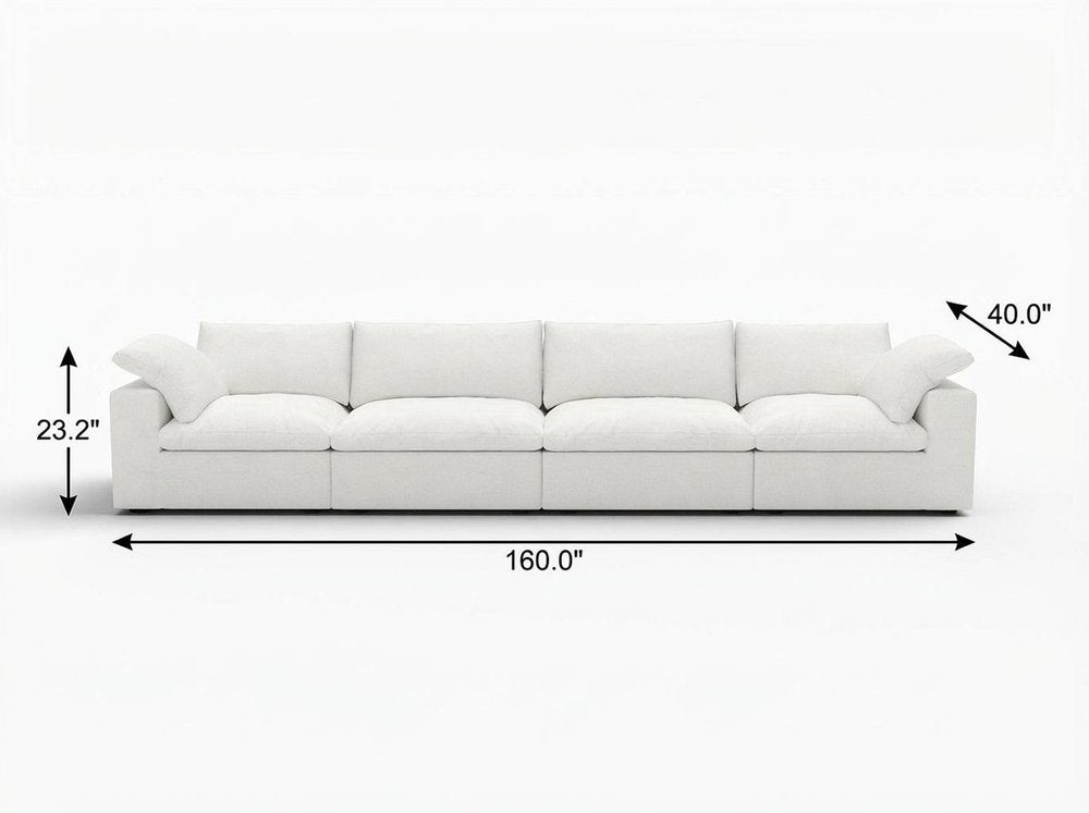 160" Linen Blend Modular Sofa with Toss Pillows