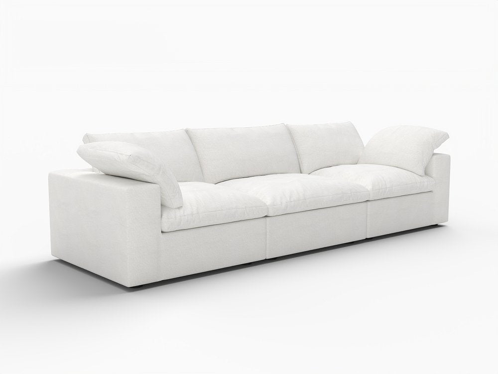 120" Linen Blend Modular Sofa with Toss Pillows