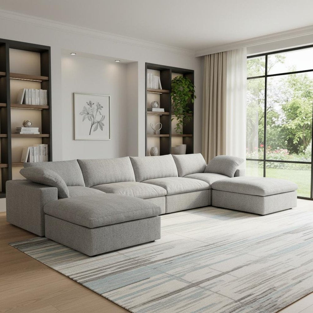160" Linen Blend Modular U-Sectional Sofa