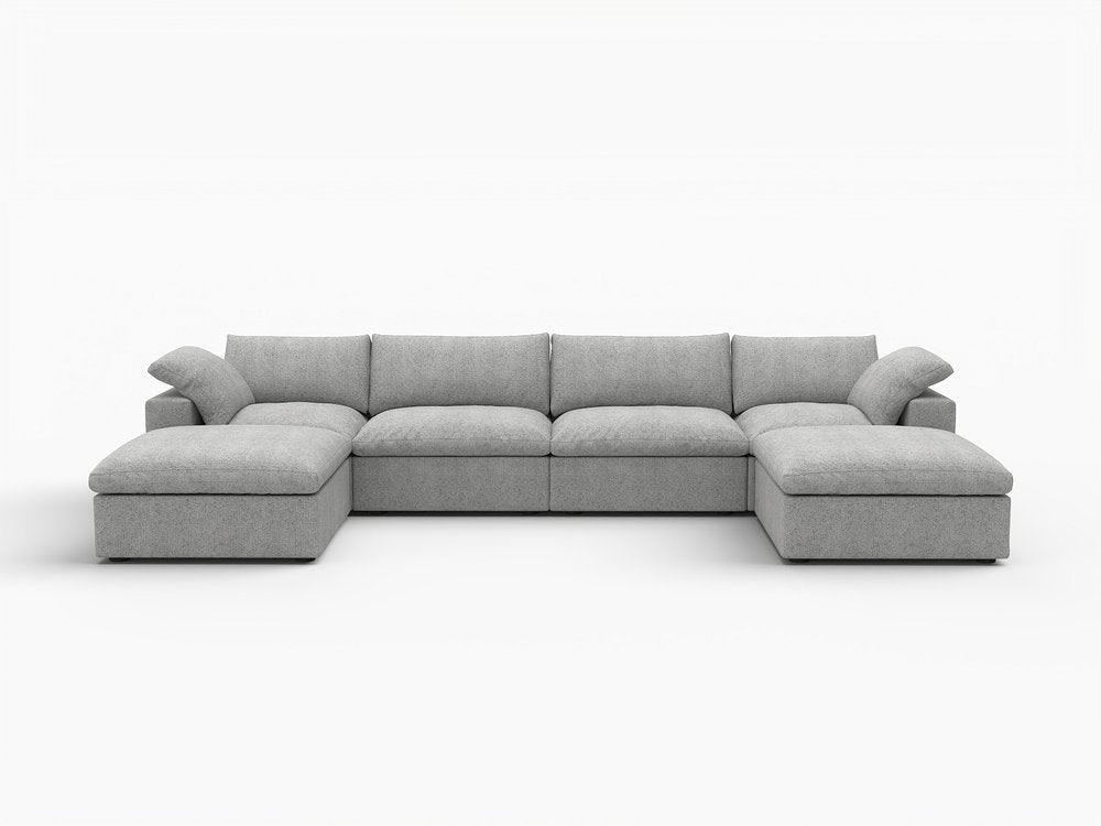 160" Linen Blend Modular U-Sectional Sofa