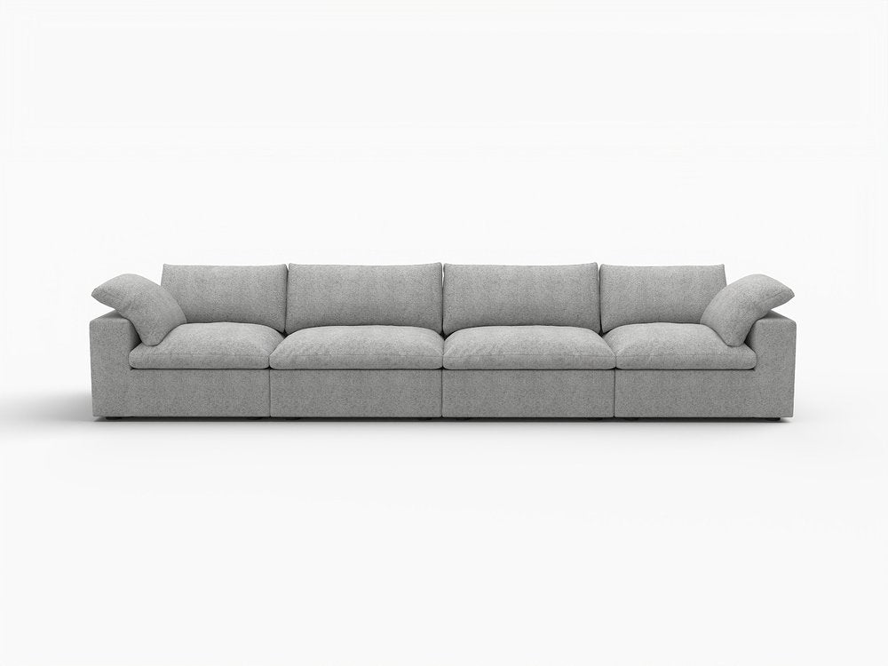 160" Linen Blend Modular Sofa with Toss Pillows