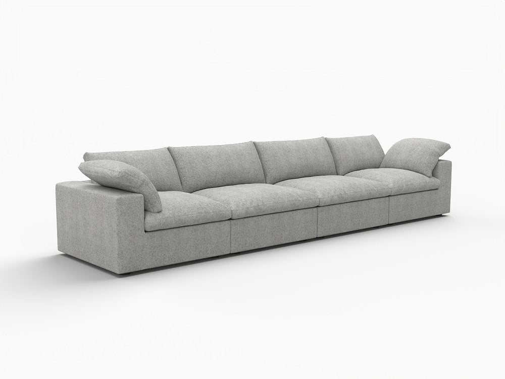 160" Linen Blend Modular Sofa with Toss Pillows