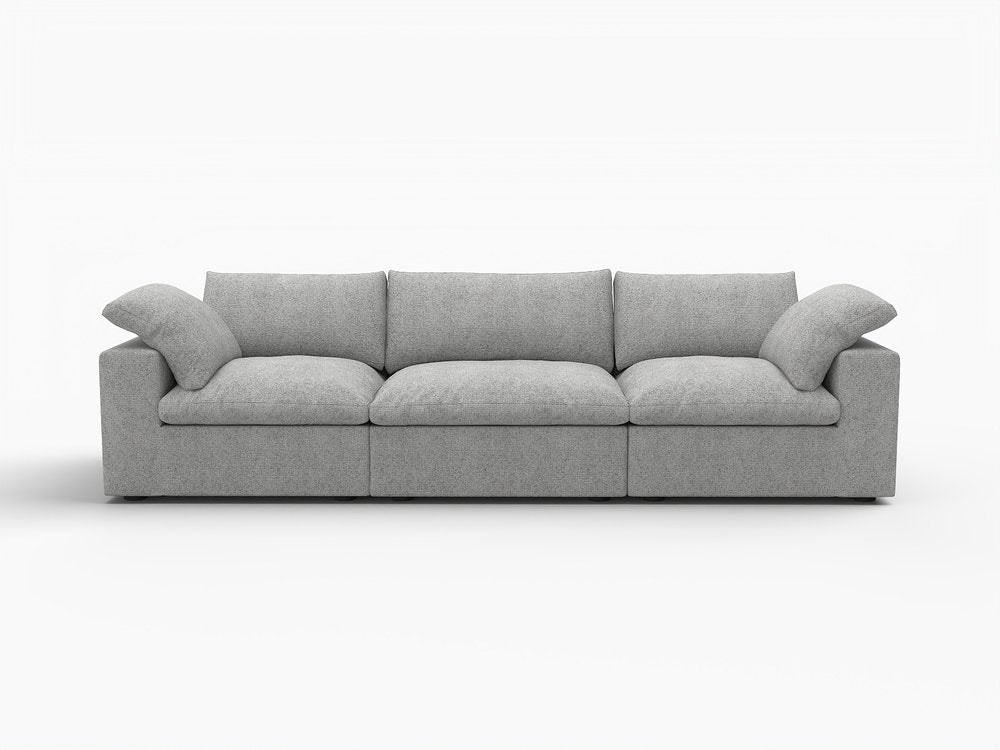 120" Linen Blend Modular Sofa with Toss Pillows