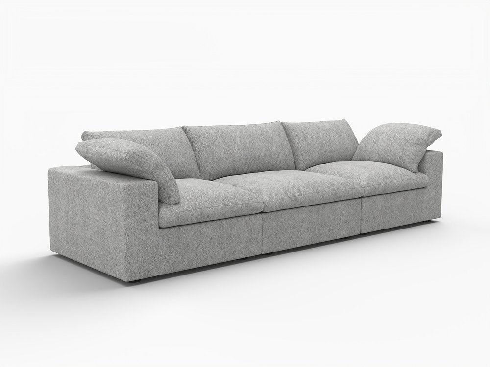 120" Linen Blend Modular Sofa with Toss Pillows