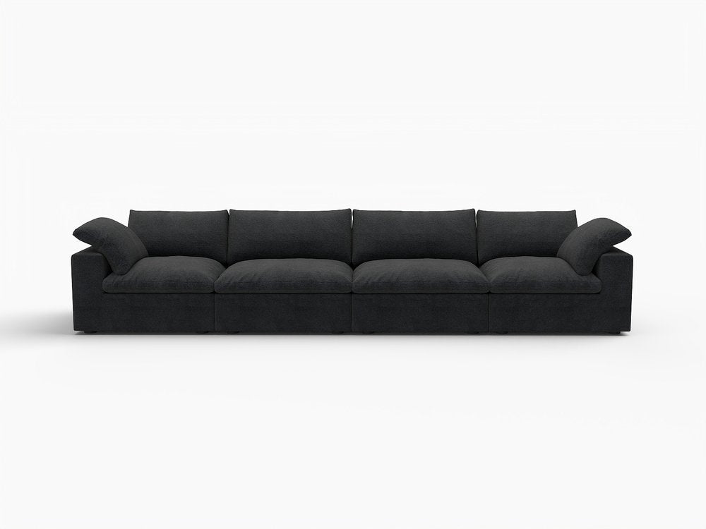 160" Linen Blend Modular Sofa with Toss Pillows