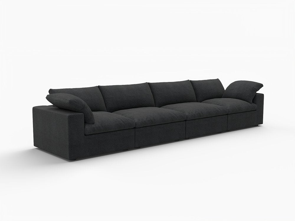 160" Linen Blend Modular Sofa with Toss Pillows
