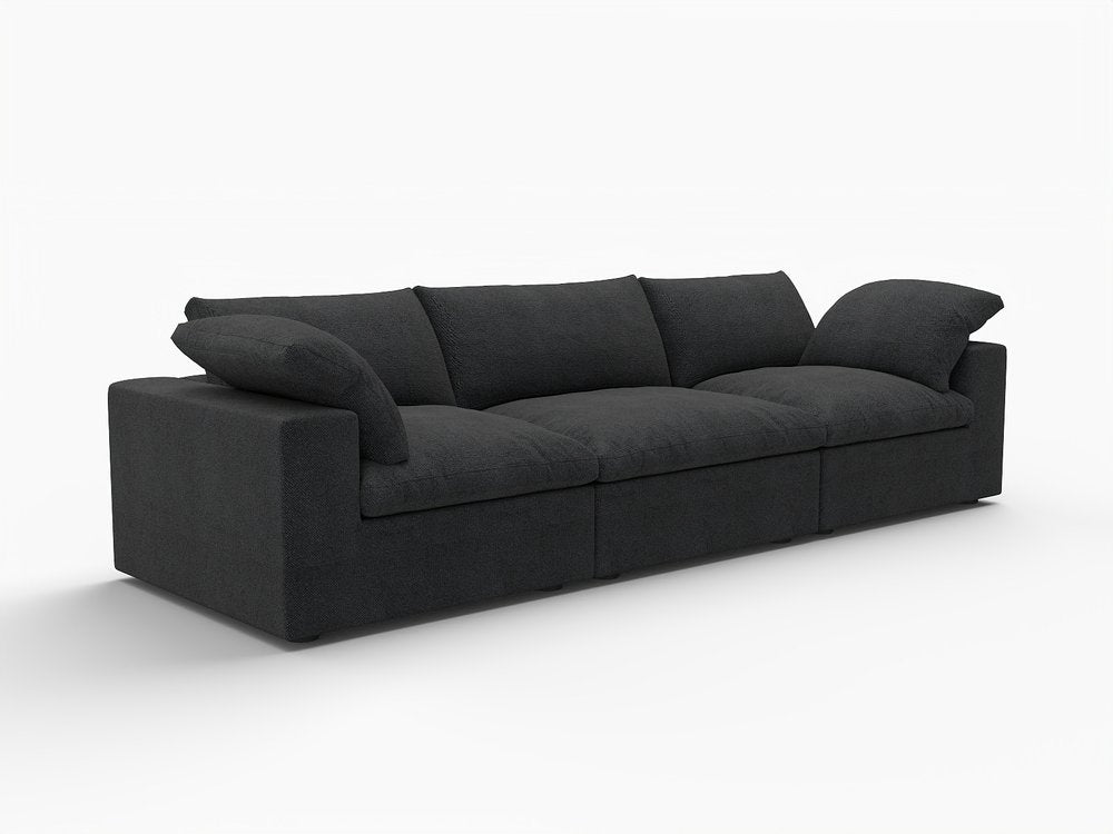 120" Linen Blend Modular Sofa with Toss Pillows