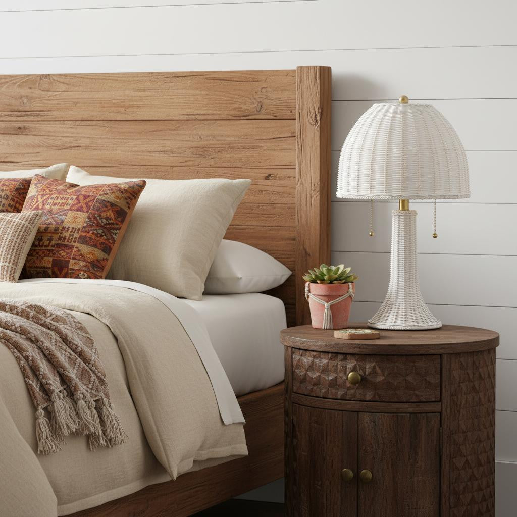 22" Wicker Dome Table Lamp