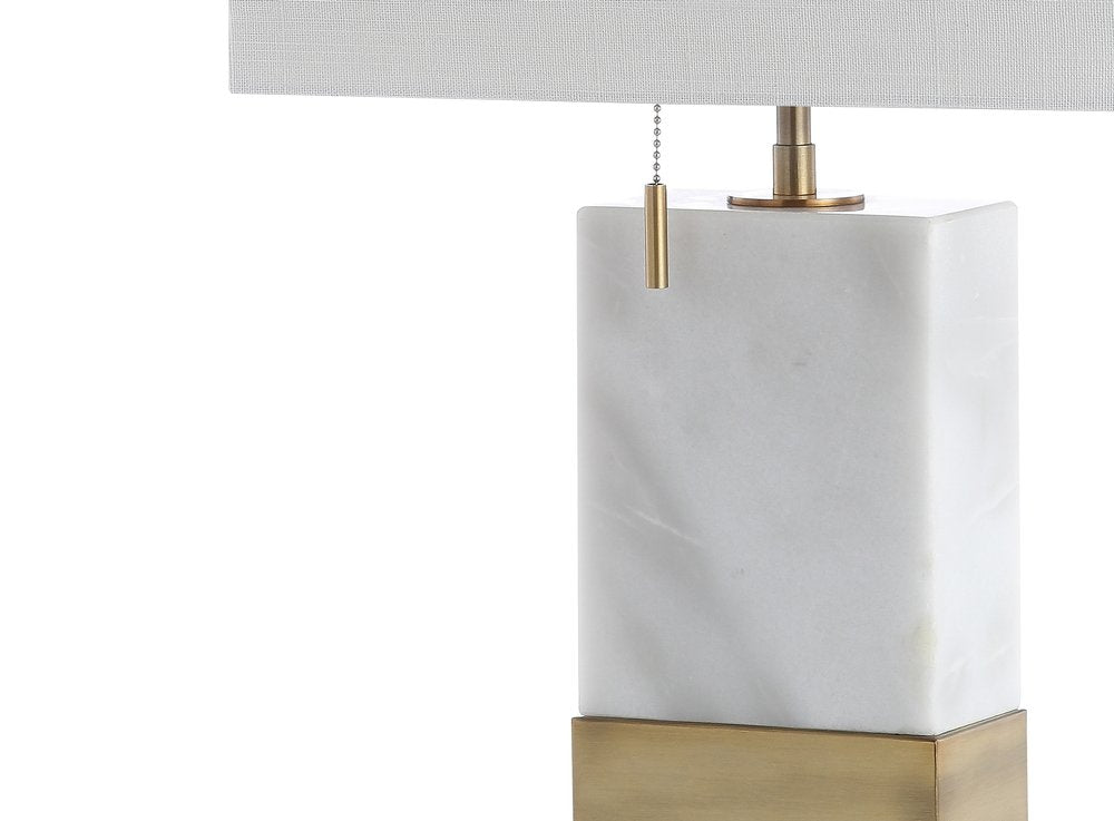 23" White and Gold Faux Stone Table Lamp