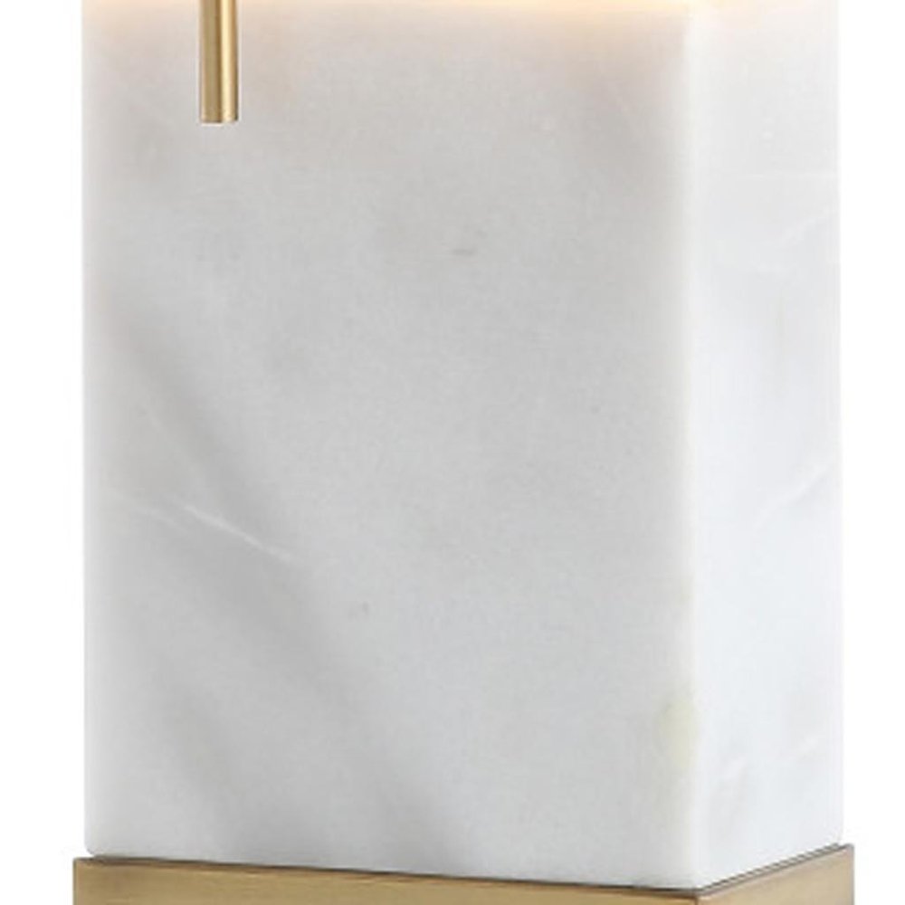 23" White and Gold Faux Stone Table Lamp