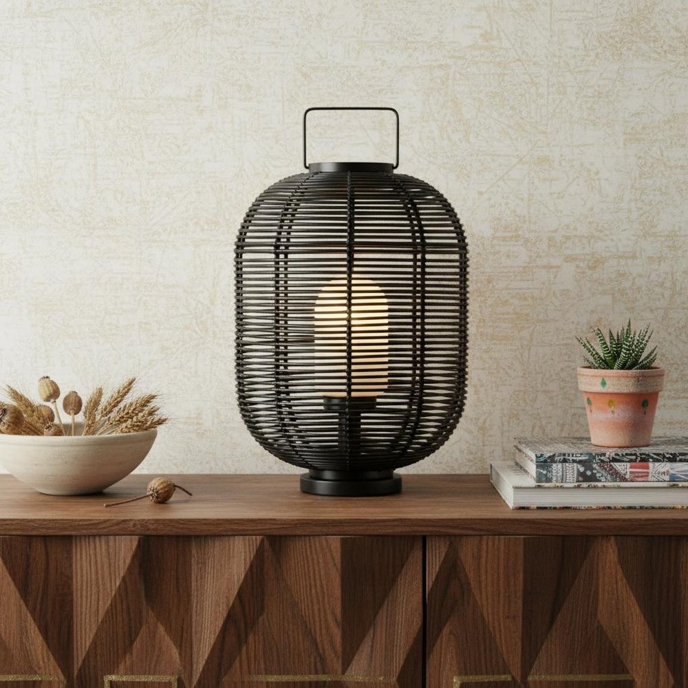 27" Black Cage Table Lantern