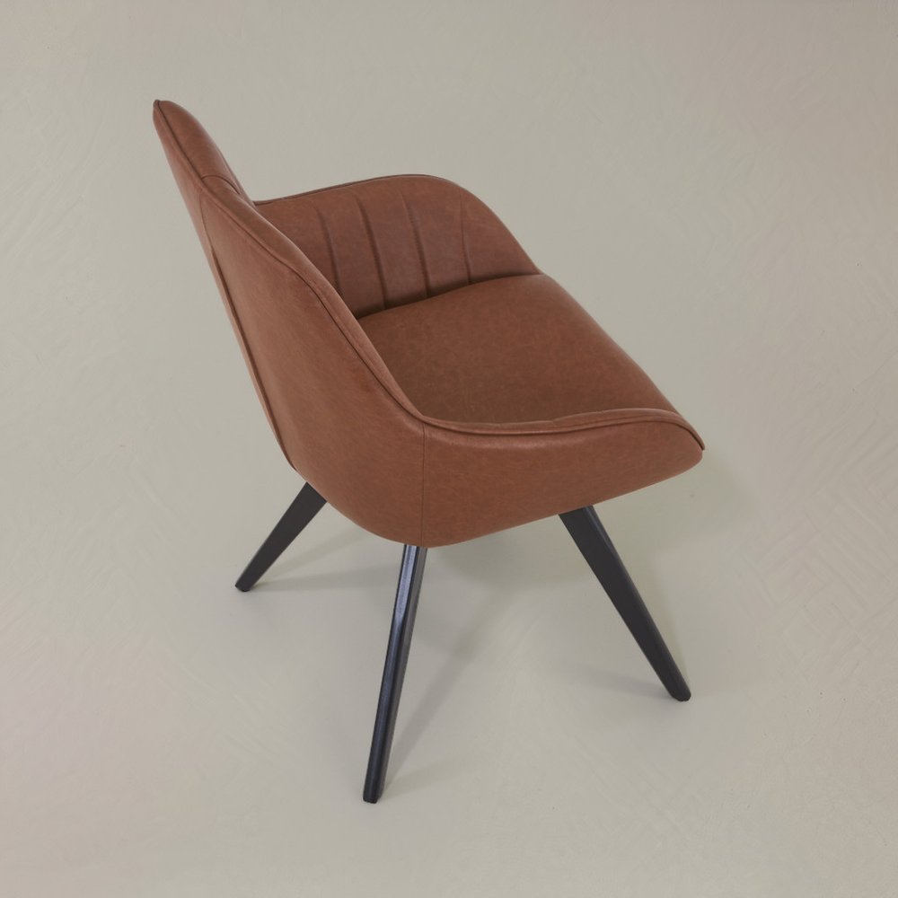 Set of Two 22" Brown Faux Leather Tufted Dining Armchair