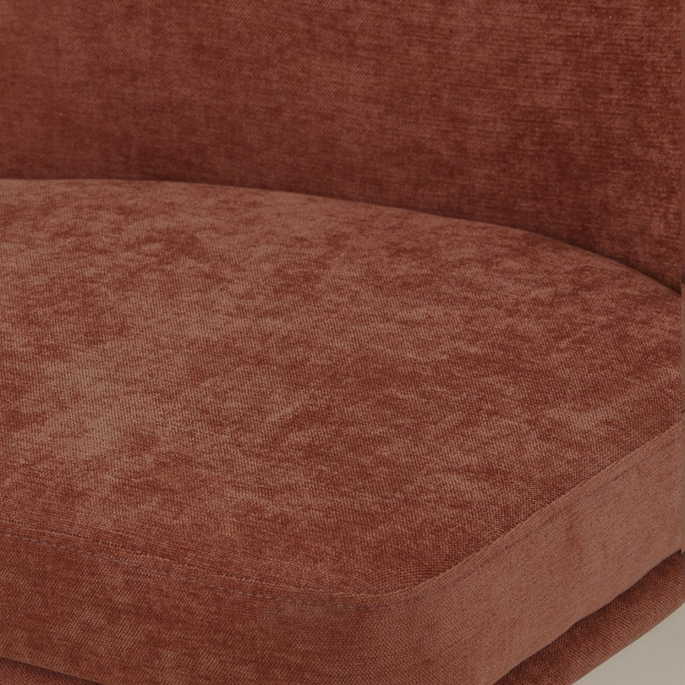 Set of Two 19" Burnt Orange Boucle Contemporary Dining Chair