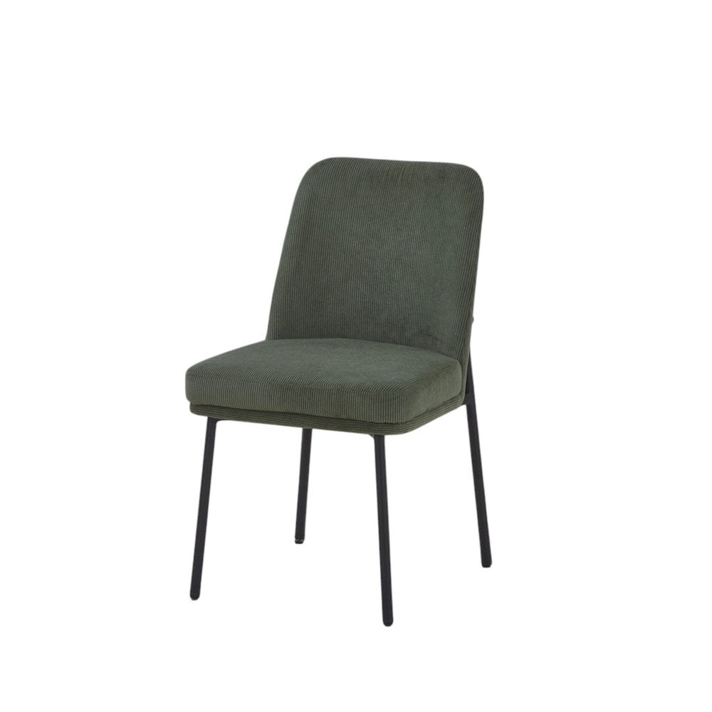 Set of Two 19" Green Corduroy Contemporary Dining Chair