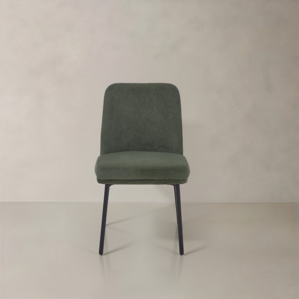 Set of Two 19" Green Corduroy Contemporary Dining Chair