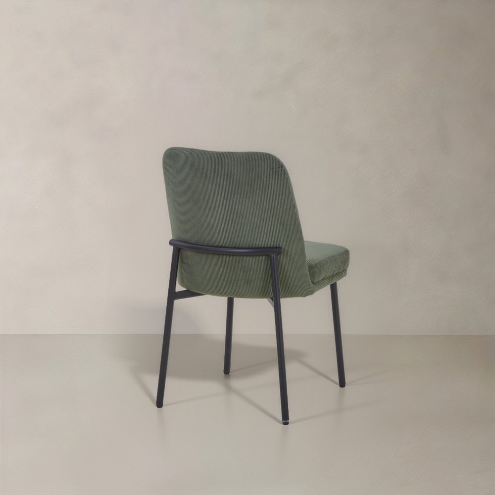 Set of Two 19" Green Corduroy Contemporary Dining Chair