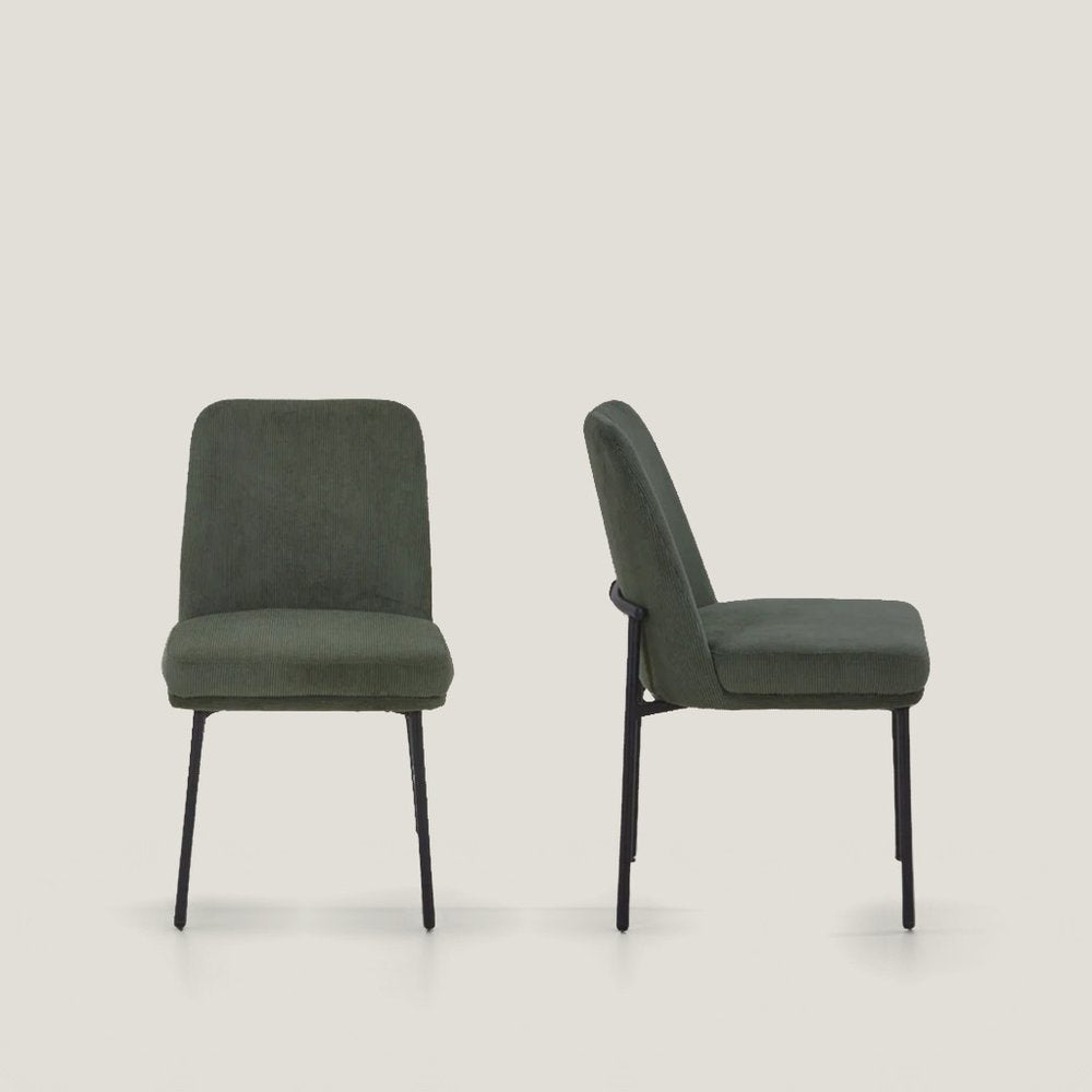Set of Two 19" Green Corduroy Contemporary Dining Chair