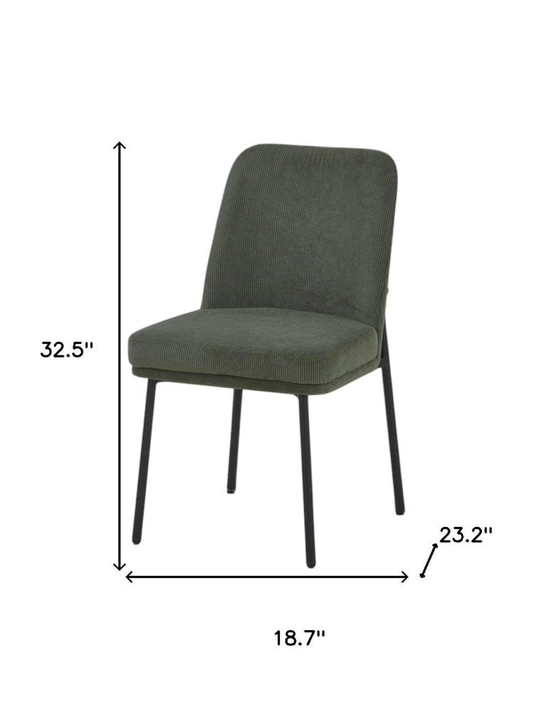 Set of Two 19" Green Corduroy Contemporary Dining Chair