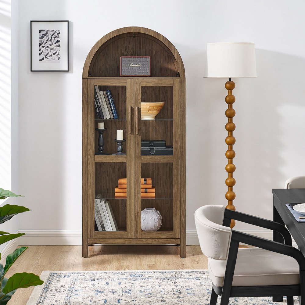 67" Wood Arch Accent Cabinet