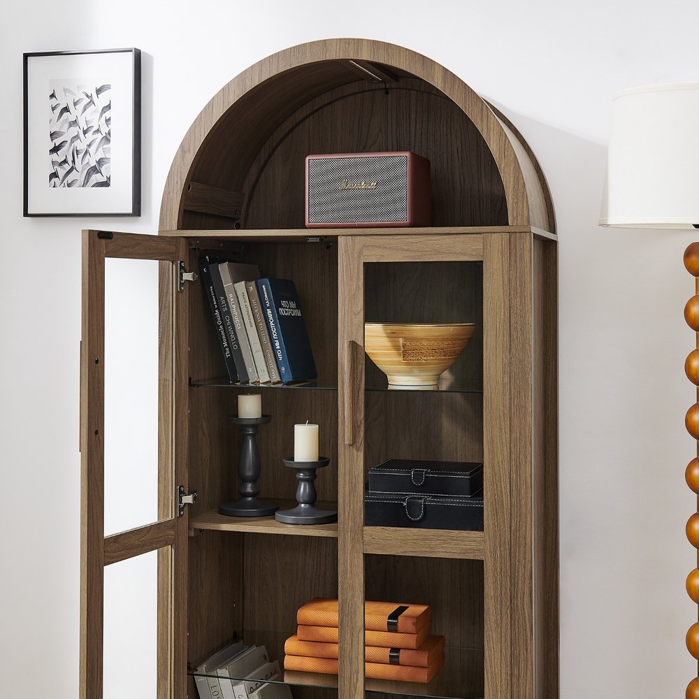67" Wood Arch Accent Cabinet