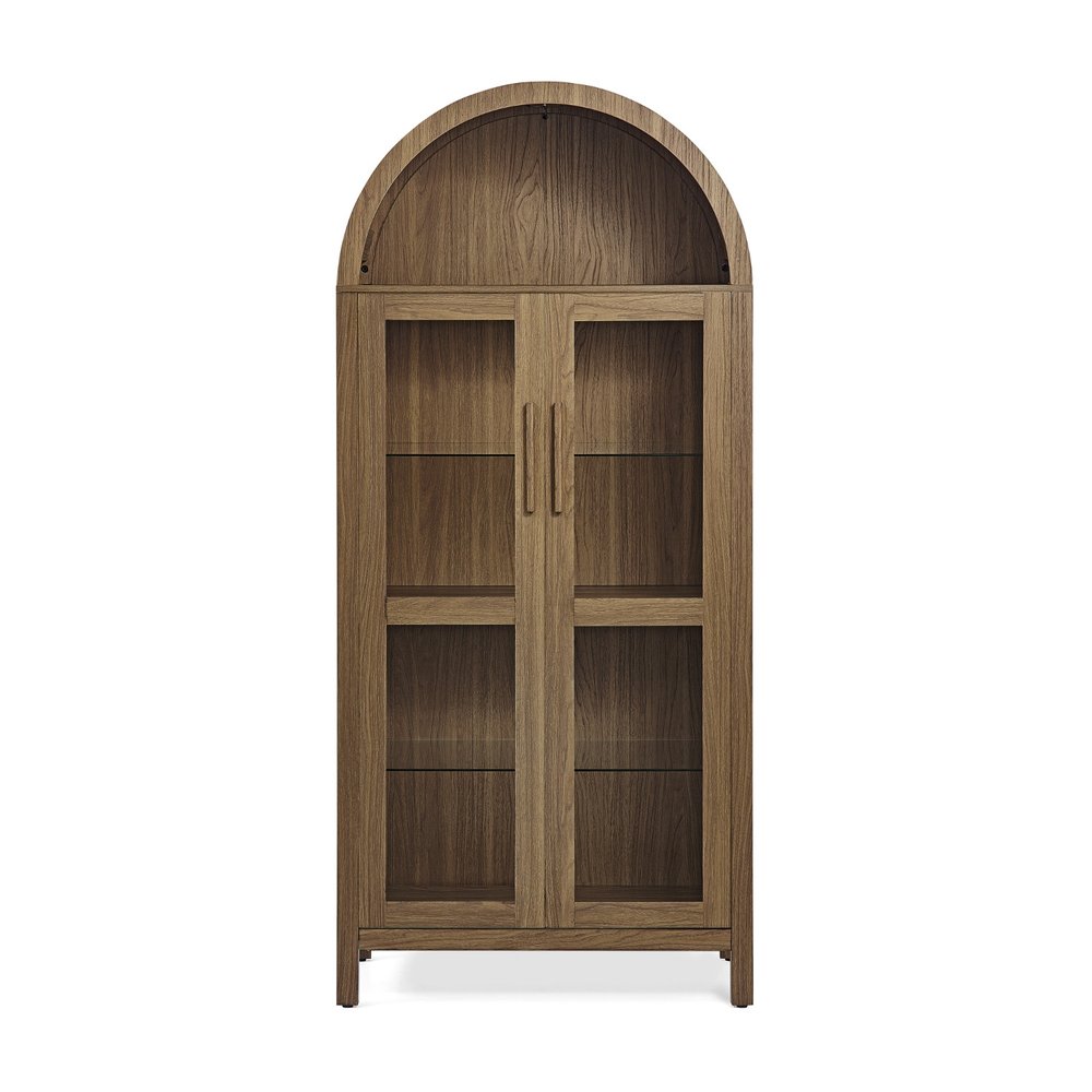 67" Wood Oval Accent Cabinet With Two Doors