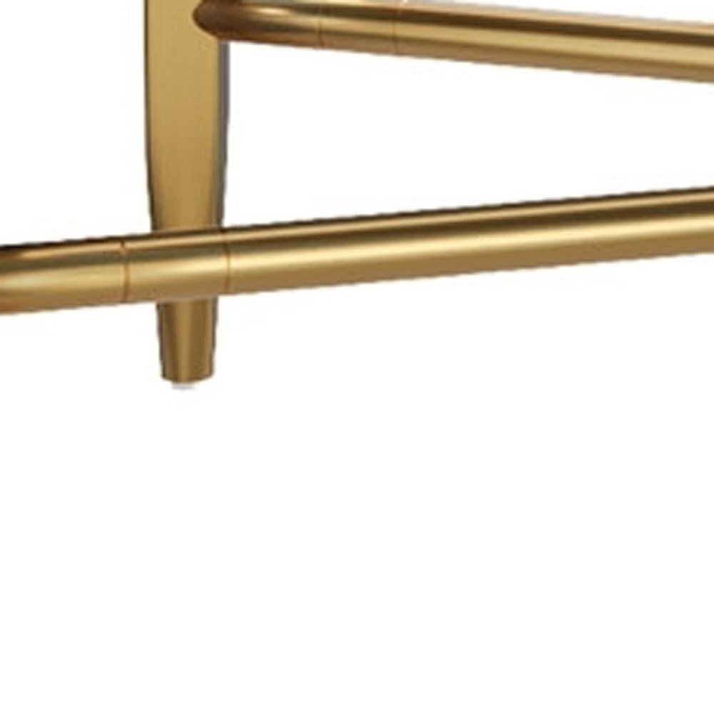 32" White and Gold Grated Accent Cabinet