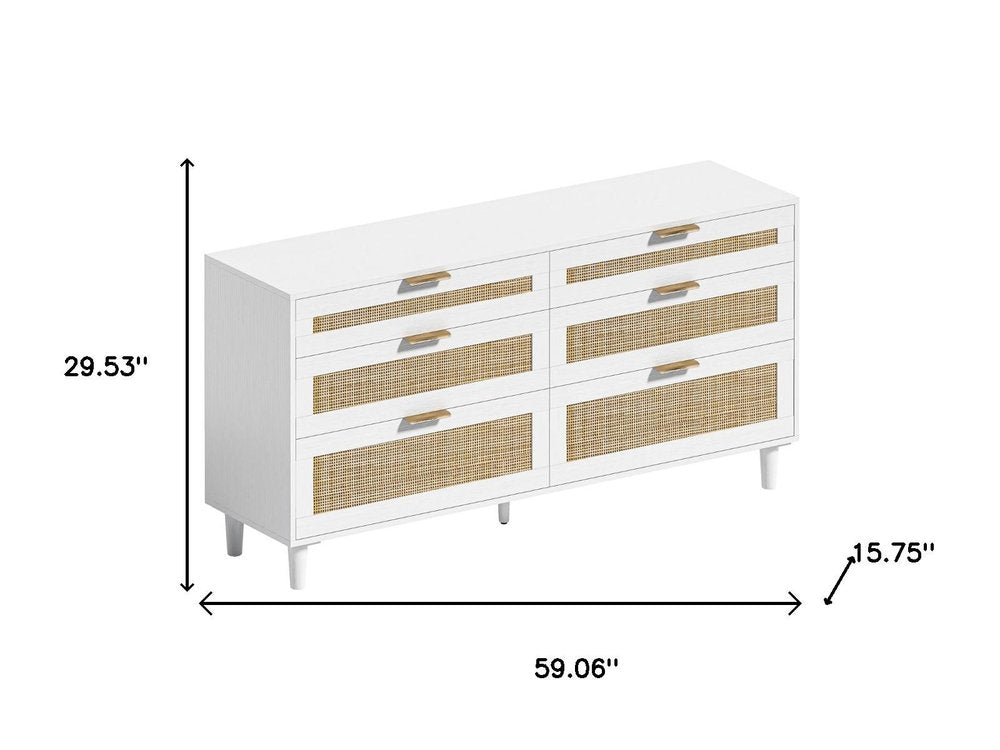 59" White Coastal Wood Accent Sideboard