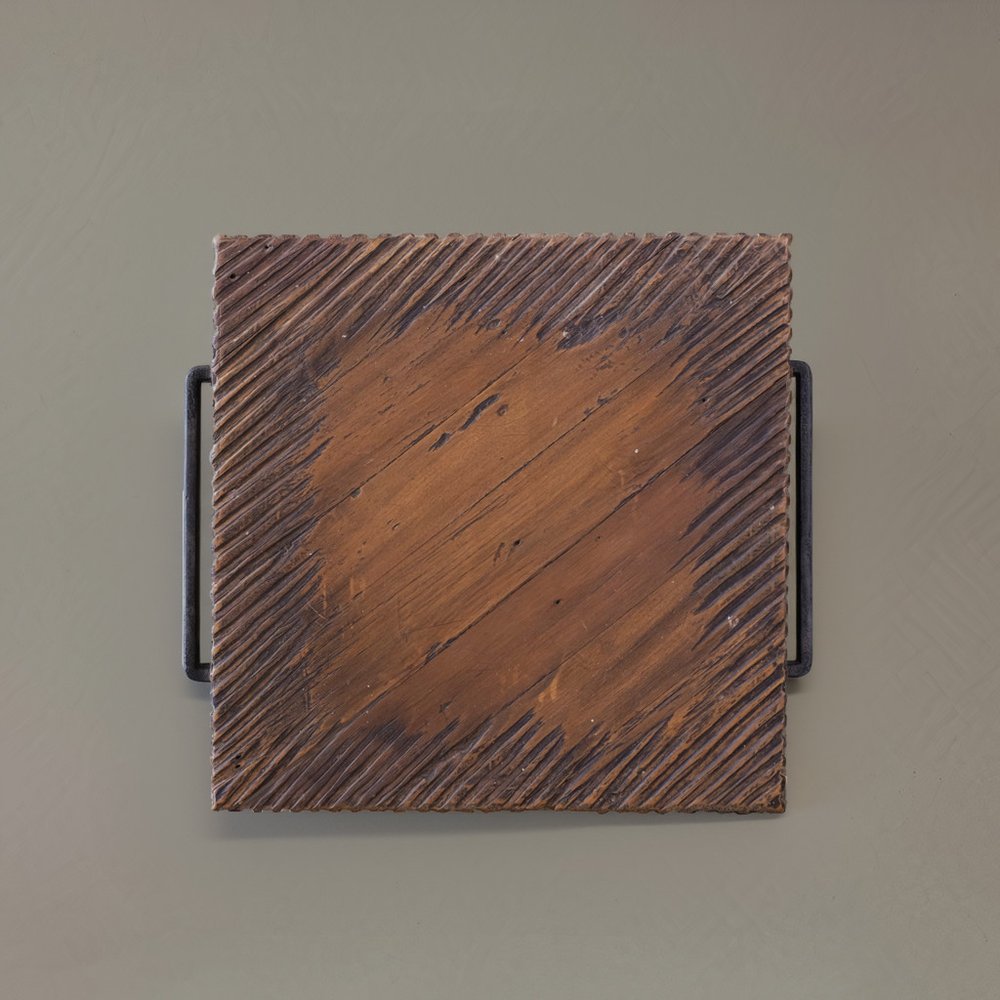 24" Distressed Teak Wood Square Block End Table