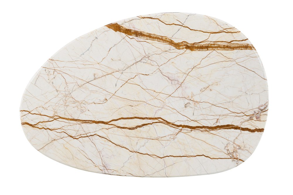 47" Brown Genuine Marble and Wood Oval Coffee Table