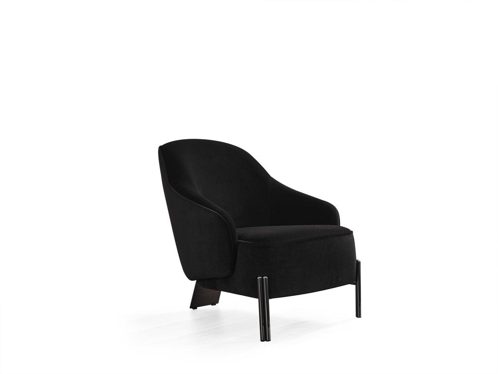 33" Black Velvet Tri-Pod Barrel Chair