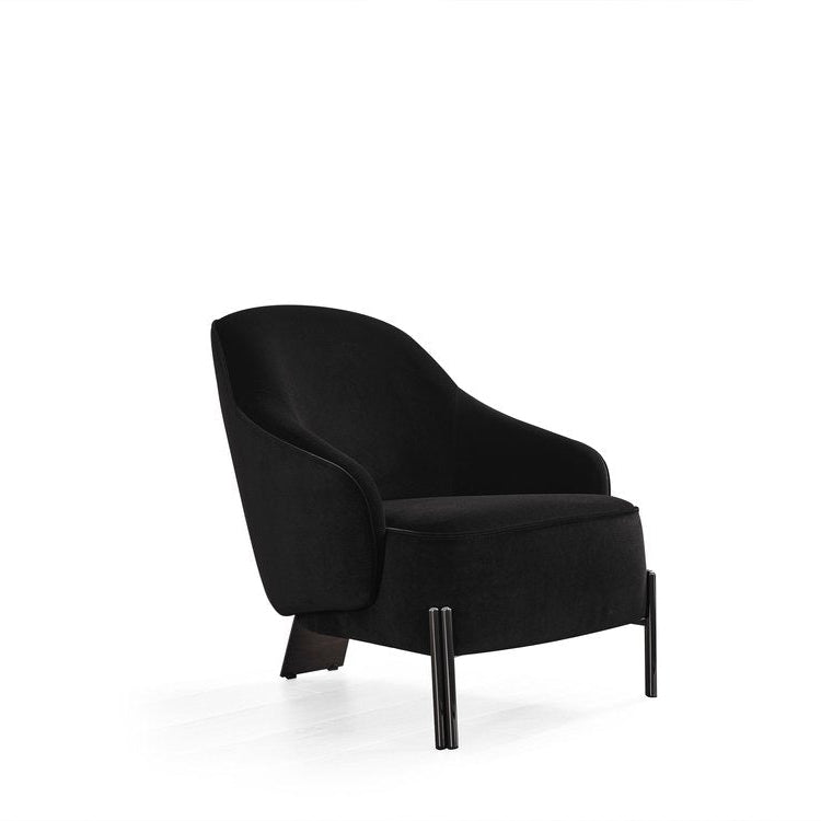 33" Black Velvet Tri-Pod Barrel Chair
