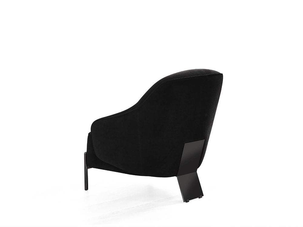 33" Black Velvet Tri-Pod Barrel Chair