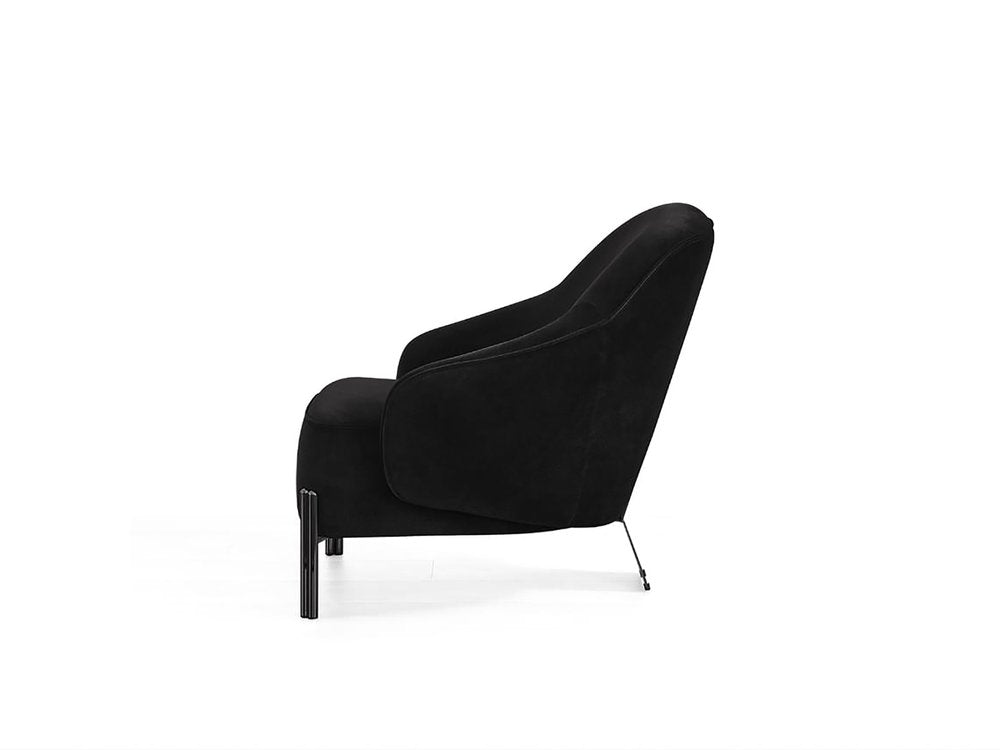 33" Black Velvet Tri-Pod Barrel Chair