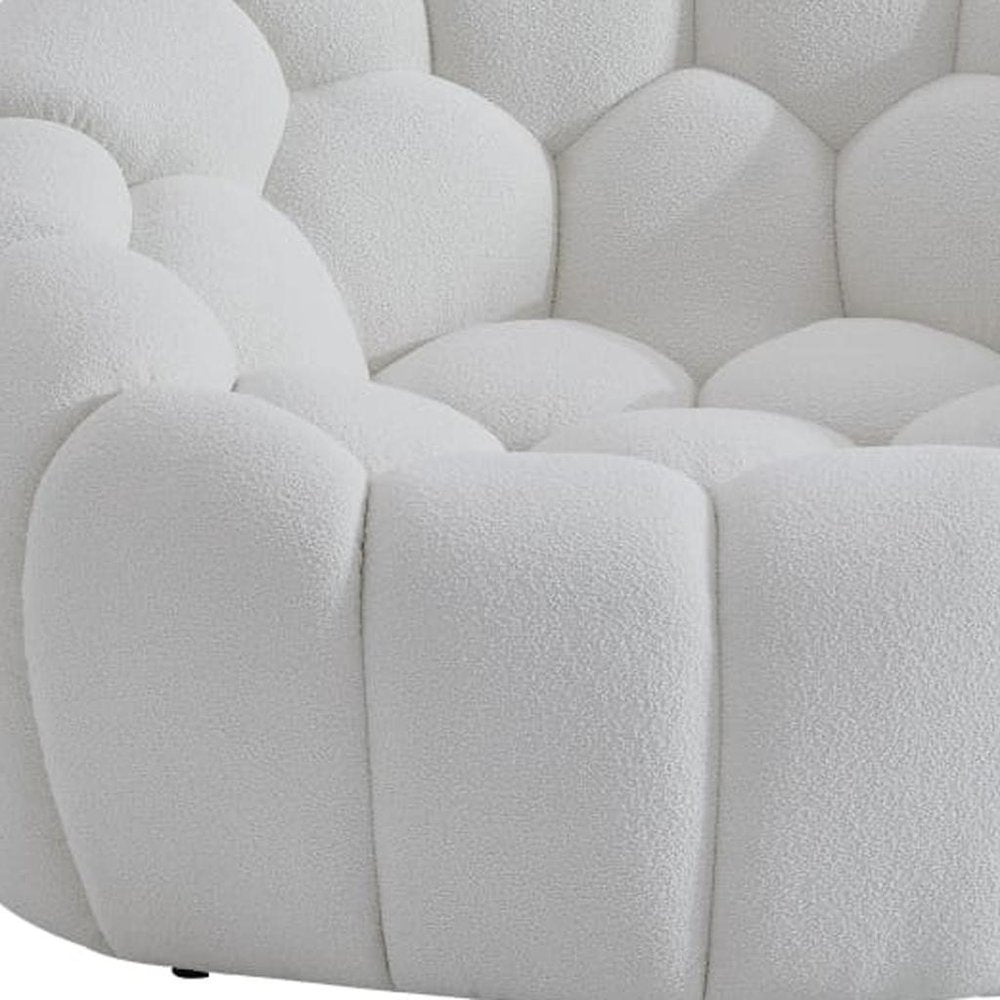 49" White Tufted Bouclé Curved Bubble Chair