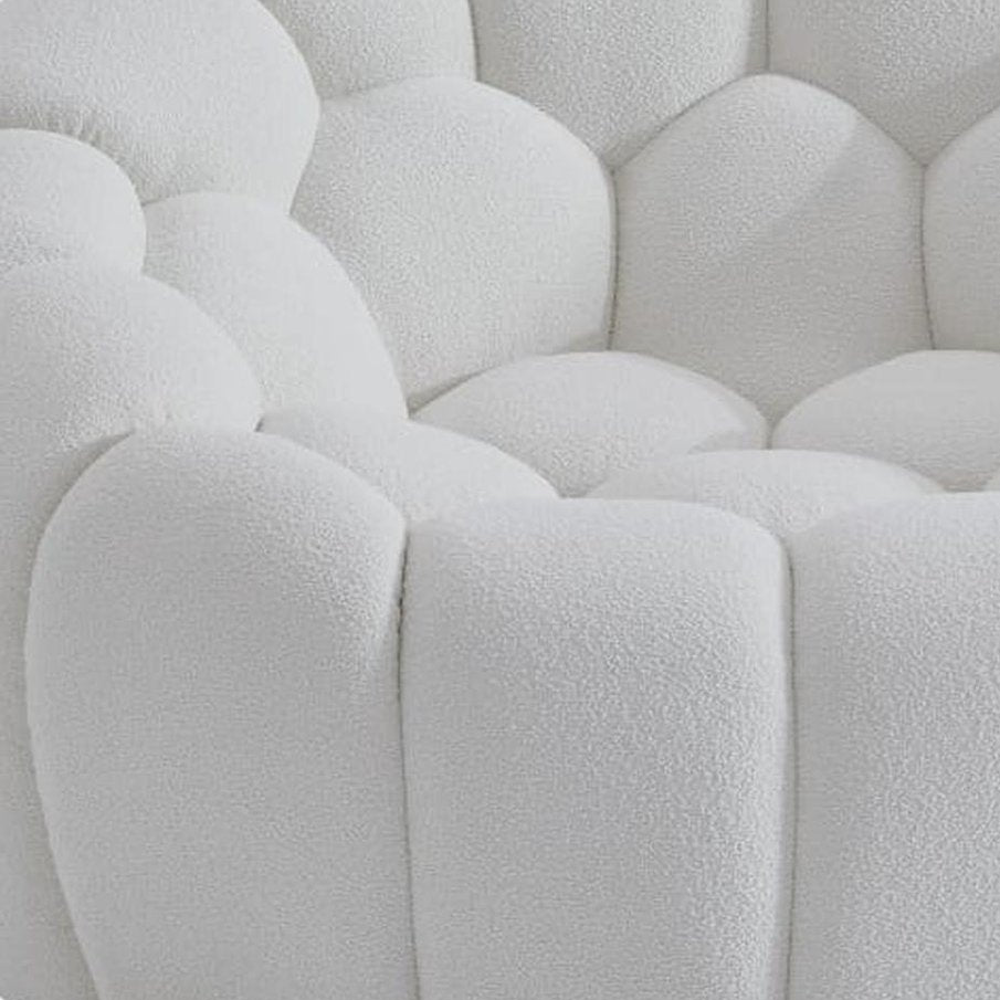 49" White Tufted Bouclé Curved Bubble Chair