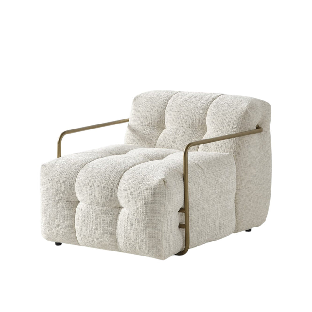 32" Beige Chenille Blind Tufted Low Chair