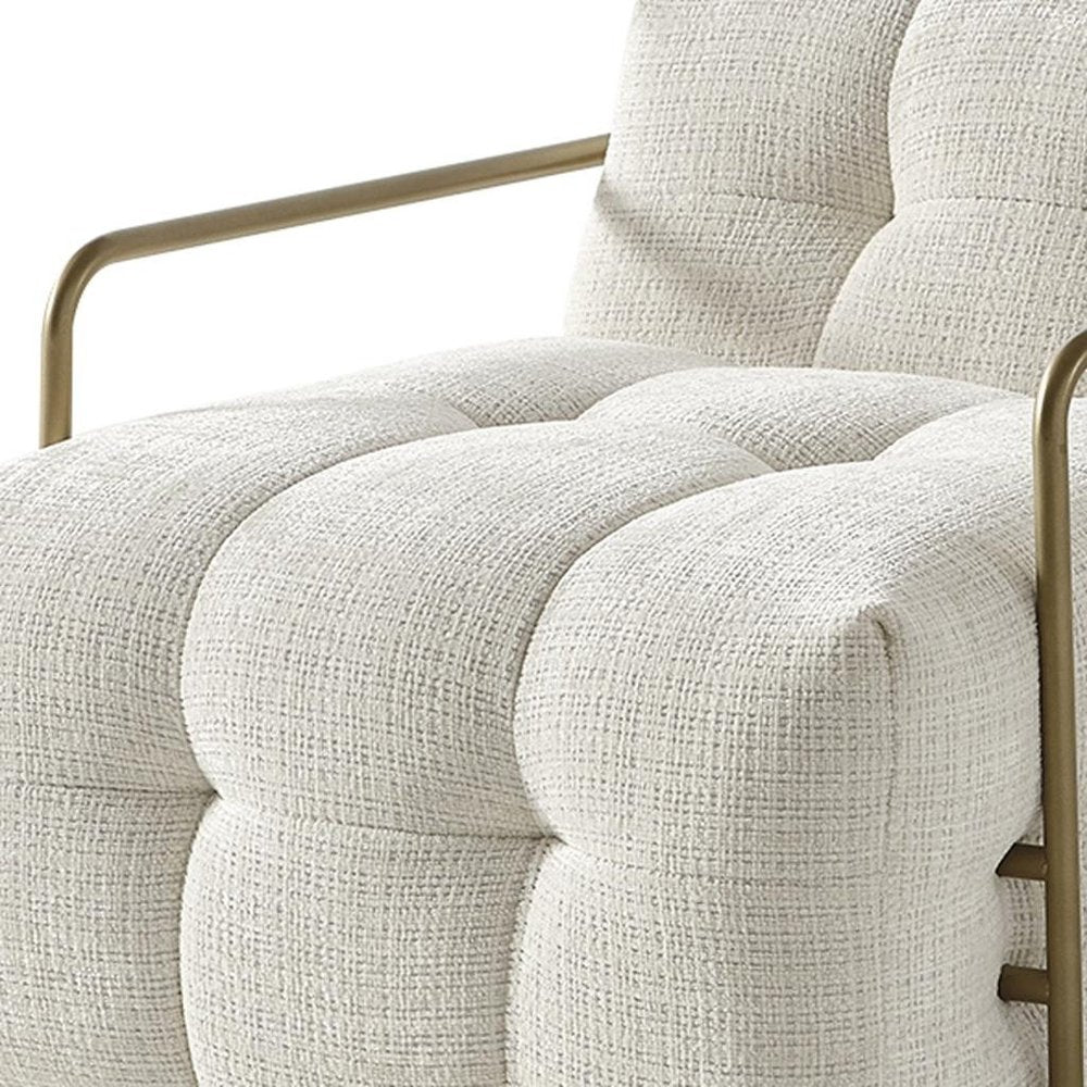 32" Beige Chenille Tufted Low Back Armchair