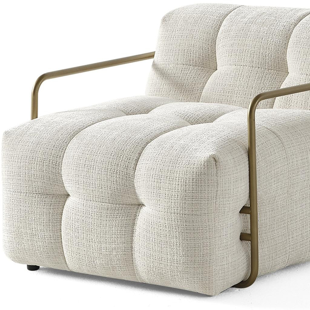 32" Beige Chenille Blind Tufted Low Chair