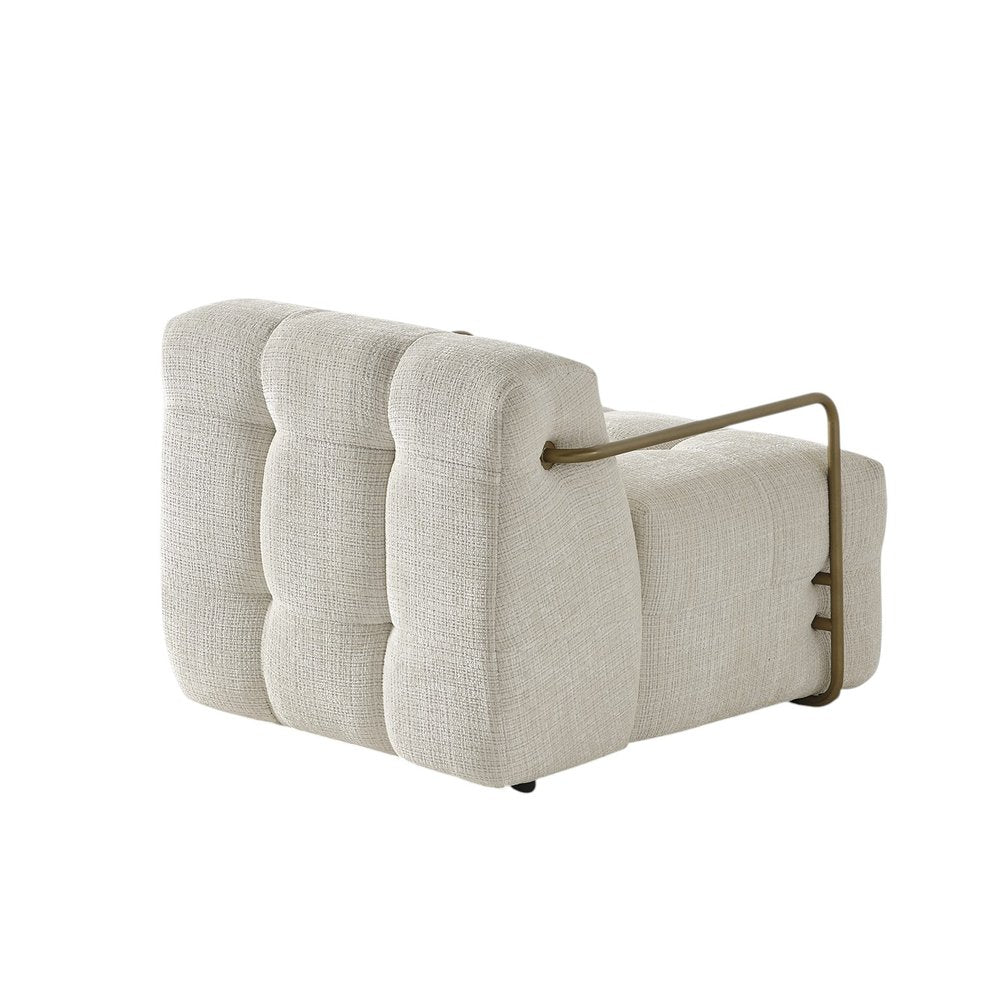 32" Beige Chenille Tufted Low Back Armchair