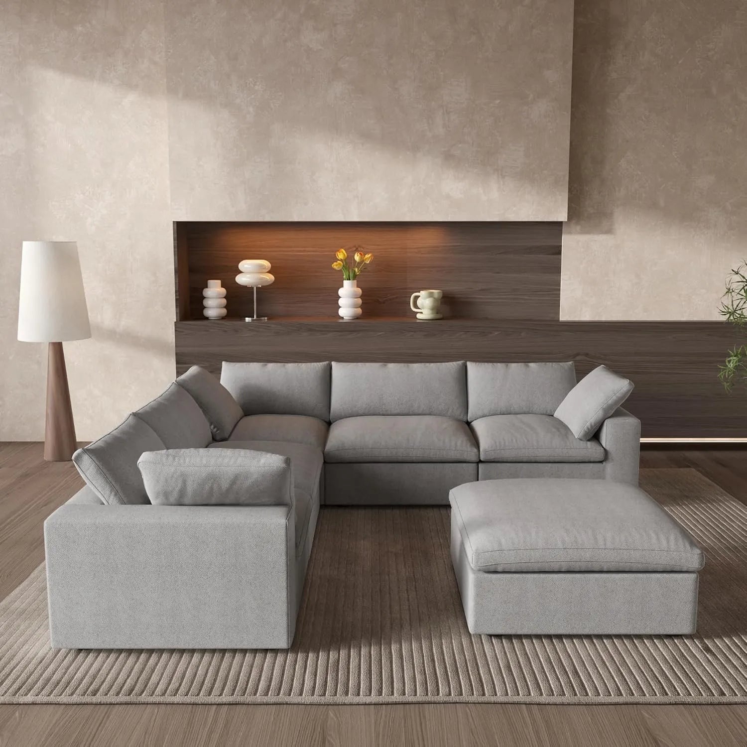 6 pc. 120" Modular Linen Corner Sectional