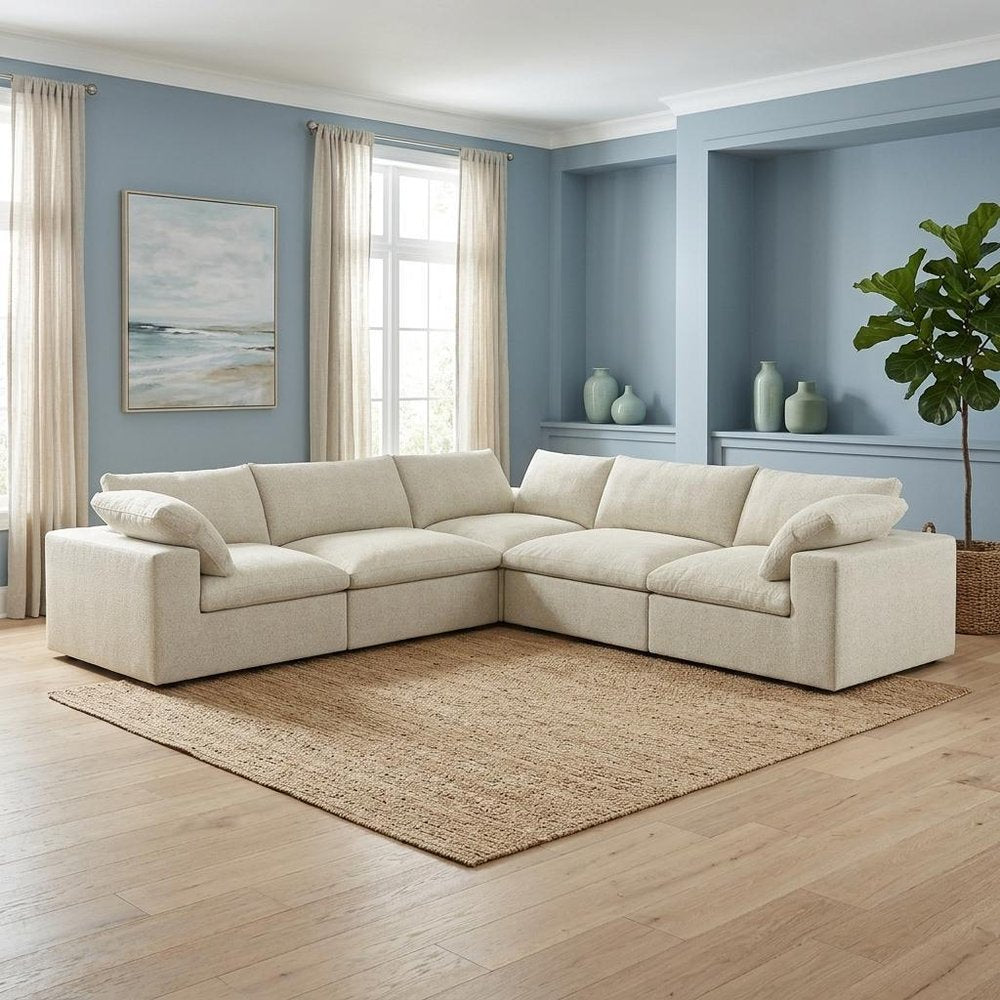 5 pc. 120" Linen Modular L-Shaped Corner Sectional