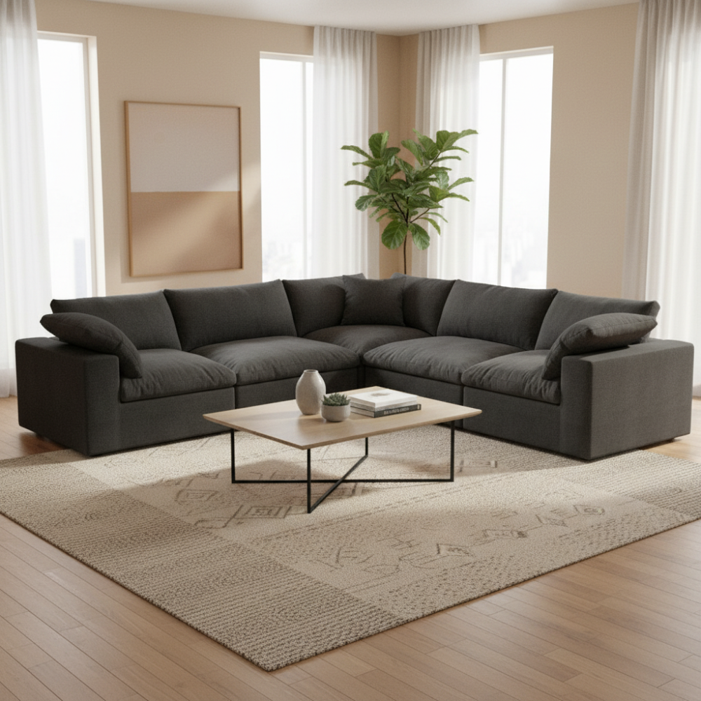 5 pc. 120" Linen Modular L-Shaped Corner Sectional